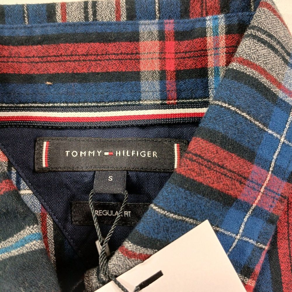 Tommy Hilfiger Shirt Mens Small Deep Indigo Gradient Check Regular-Fit $89 - Picture 4 of 8